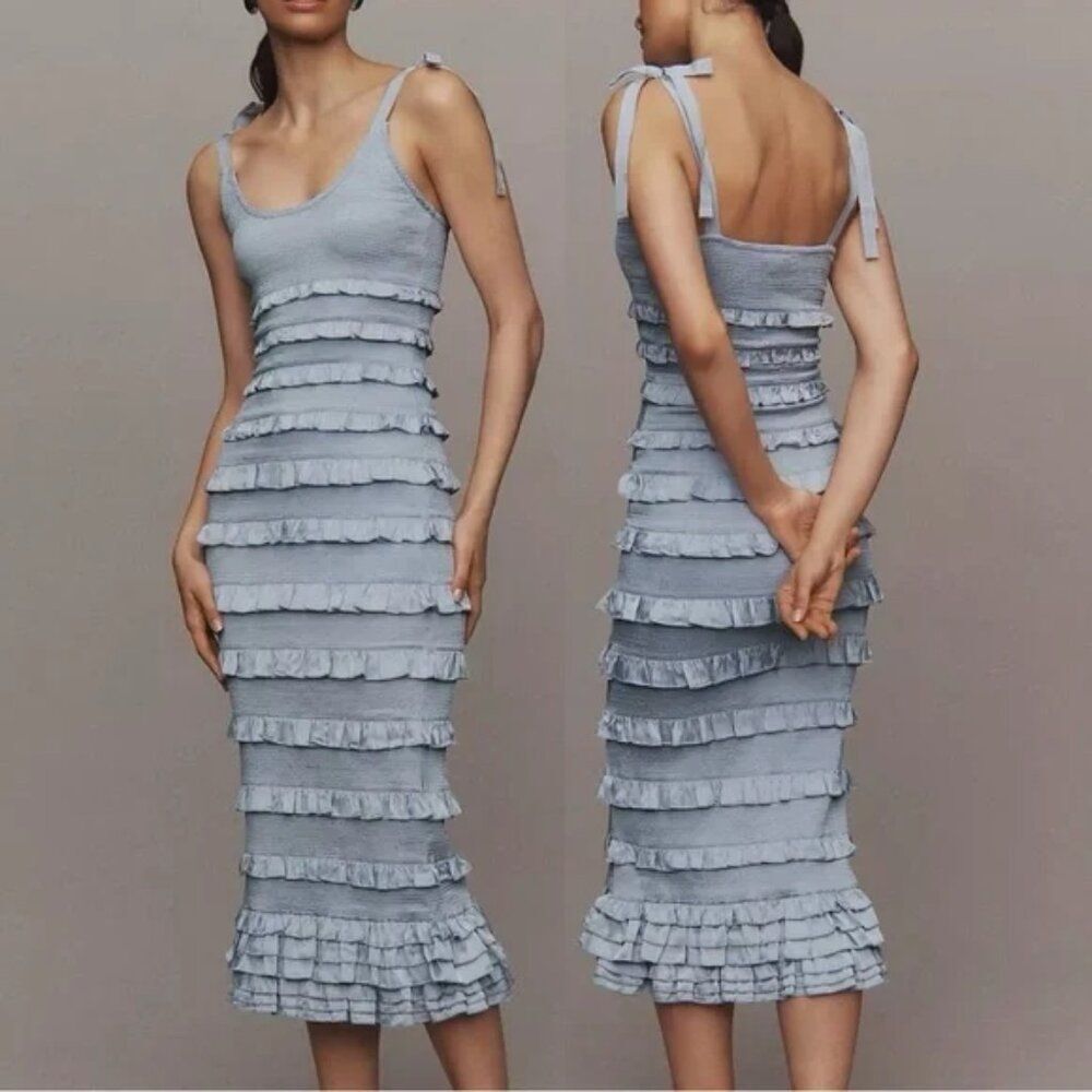 V. Chapman Lotus Midi Dress in Arctic Ice, 0 US/ 4UK, NWT